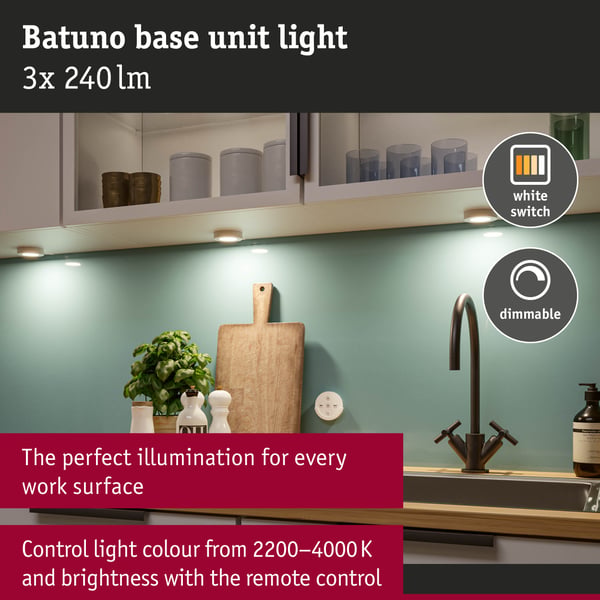 Paulmann LED lampa under skåp Batuno 3x2,1W 70 mm 3x180lm 230/24V Vit