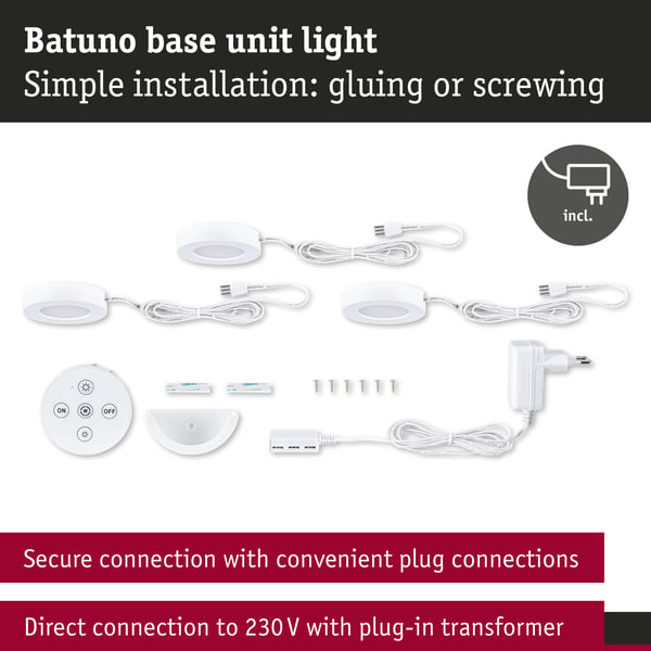 Paulmann LED lampa under skåp Batuno 3x2,1W 70 mm 3x180lm 230/24V Vit