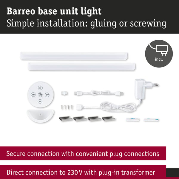 Paulmann LED lampa under skåp Barreo 2x3,3W 300x22 mm 2x300lm 230/24V Vit
