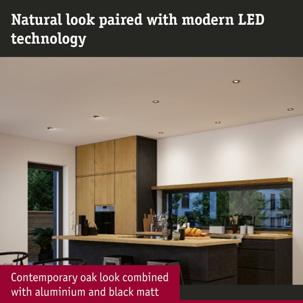 Paulmann Infälld LED lampa Lanati rund 84 mm 30° Coin 6W 470lm 230V 2700K Oljad ekfärg, Svart matt