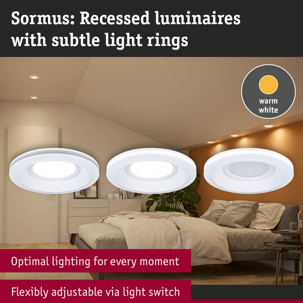 Paulmann Infälld LED lampa Sormus IP65 rund 100 mm 3x4,8W / 1,5W 3x300lm 230V 3000K Vit