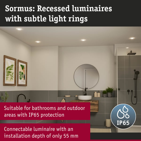 Paulmann Infälld LED lampa Sormus IP65 rund 100 mm 3x4,8W / 1,5W 3x300lm 230V 3000K Vit
