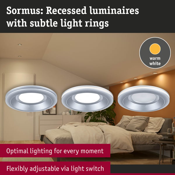 Paulmann Infälld LED lampa Sormus IP65 rund 100 mm 3x4,8W / 1,5W 3x300lm 230V 3000K Krom matt