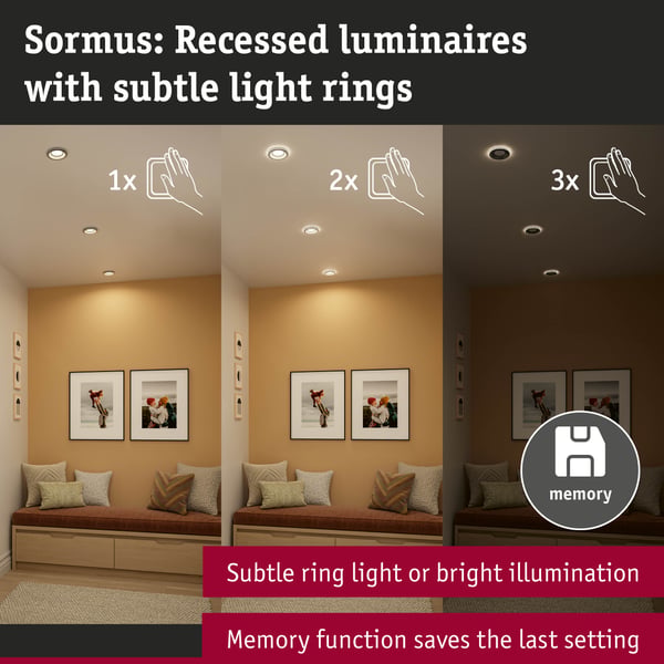 Paulmann Infälld LED lampa Sormus IP65 rund 100 mm 3x4,8W / 1,5W 3x300lm 230V 3000K Krom matt
