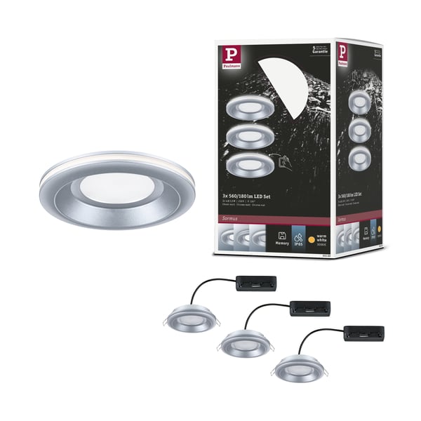 Infälld LED lampa Sormus IP65 rund 100 mm 3x4,8W / 1,5W 3x300lm 230V 3000K Krom matt
