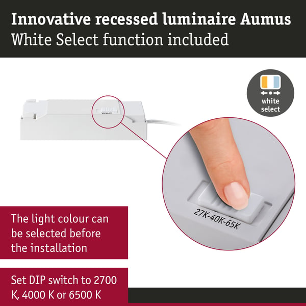 Paulmann Infälld LED lampa White Select Aumus rund 105 mm 90° 5W 700lm 230V dimbar 2700 - 6500K Vit