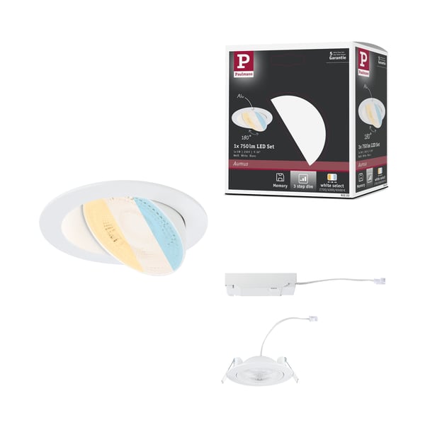Paulmann Infälld LED lampa White Select Aumus rund 105 mm 90° 5W 700lm 230V dimbar 2700 - 6500K Vit