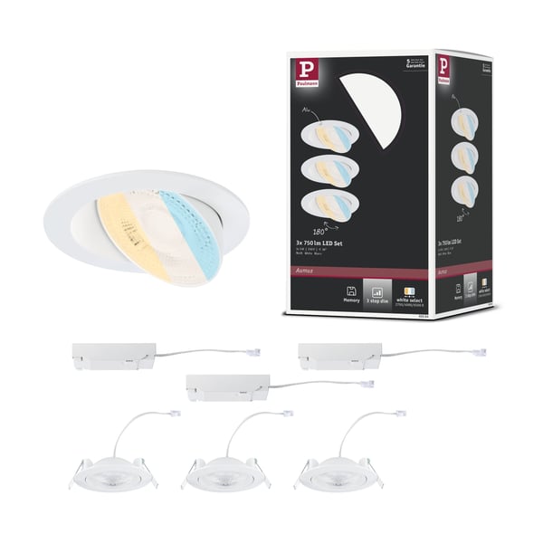 Paulmann Infälld LED lampa White Select Aumus rund 105 mm 90° 3x5W 3x700lm 230V dimbar White Select Vit