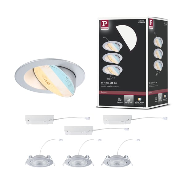 Paulmann Infälld LED lampa White Select Aumus rund 105 mm 90° 3x5W 3x700lm 230V dimbar White Select Krom matt