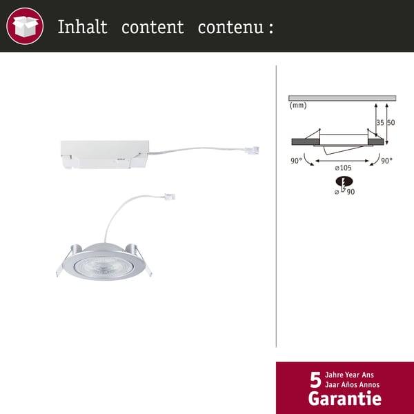Paulmann Infälld LED lampa White Select Aumus rund 105 mm 90° 5W 700lm 230V dimbar White Select Svart