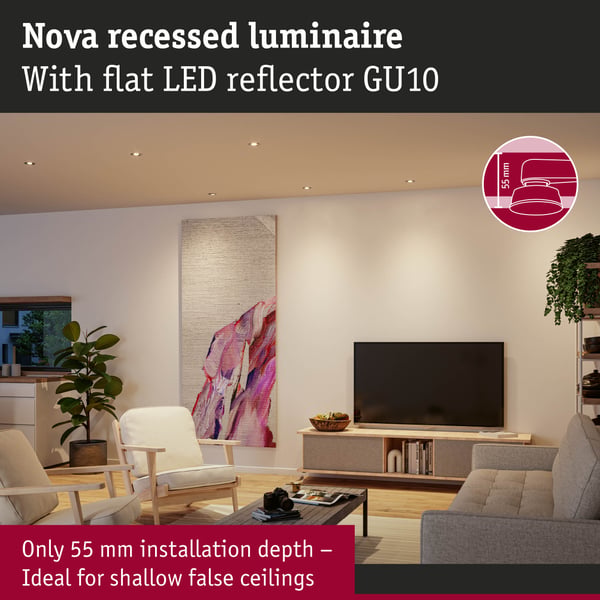 Paulmann Infälld LED lampa Nova GU10 Flat svängbar 3x4,9W 3x550lm 230V 2700K Aluminium vriden
