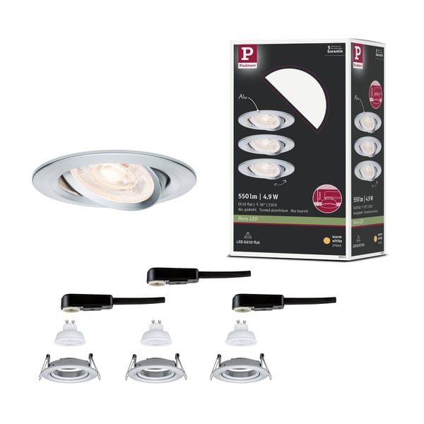 Paulmann Infälld LED lampa Nova GU10 Flat svängbar 3x4,9W 3x550lm 230V 2700K Aluminium vriden Paulmann Infälld LED lampa Nova GU10 Flat svängbar 3x4,9W 3x550lm 230V 2700K Aluminium vriden