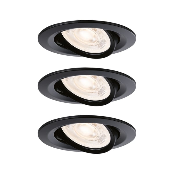 Paulmann Infälld LED lampa Nova GU10 Flat svängbar 3x4,9W 3x550lm 230V 2700K Svart matt