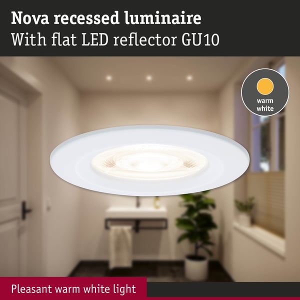 Paulmann Infälld LED lampa Nova GU10 Flat styv IP44 4,9W 550lm 230V 2700K Vit matt