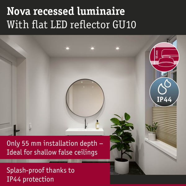 Paulmann Infälld LED lampa Nova GU10 Flat styv IP44 3x4,9W 3x550lm 230V 4000K Vit matt