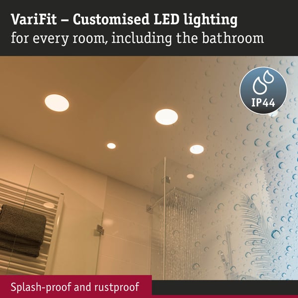 Paulmann VariFit Infälld LED panel Veluna Panel IP44 rund 125 mm 8,5W 700lm 3000K Satin
