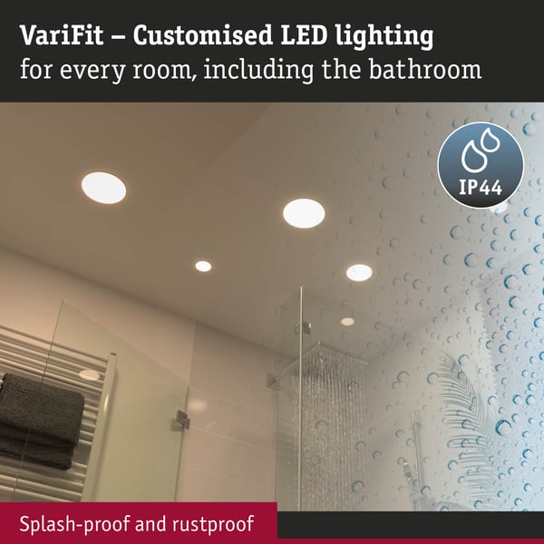 Paulmann VariFit Infälld LED panel Veluna Panel IP44 rund 125 mm 8,5W 750lm 4000K Satin