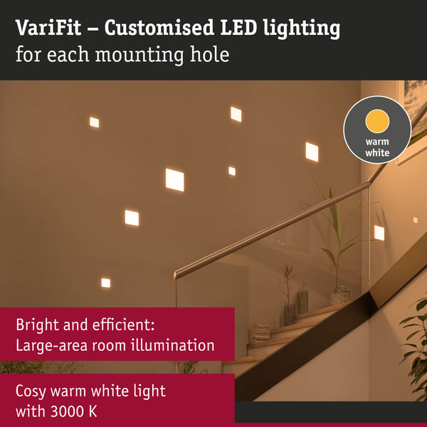 Paulmann VariFit Infälld LED panel Veluna Panel IP44 vinkelformad 75x75 mm 4,5W 360lm 3000K Satin