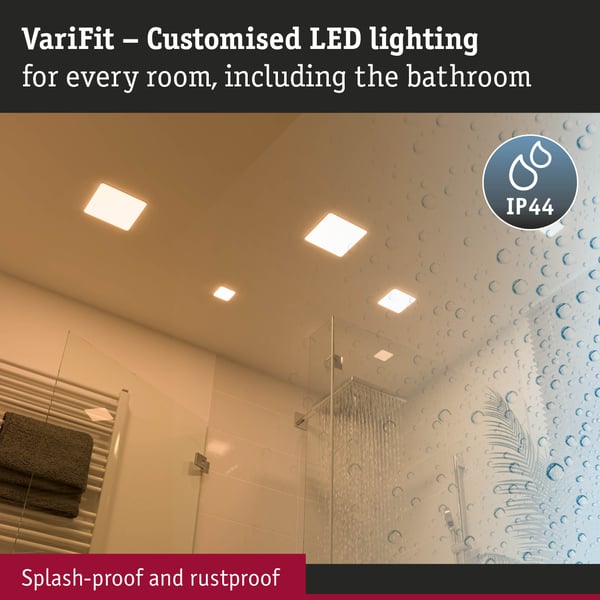 Paulmann VariFit Infälld LED panel Veluna Panel IP44 vinkelformad 75x75 mm 4,5W 360lm 3000K Satin