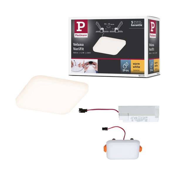 Paulmann VariFit Infälld LED panel Veluna Panel IP44 vinkelformad 75x75 mm 4,5W 360lm 3000K Satin