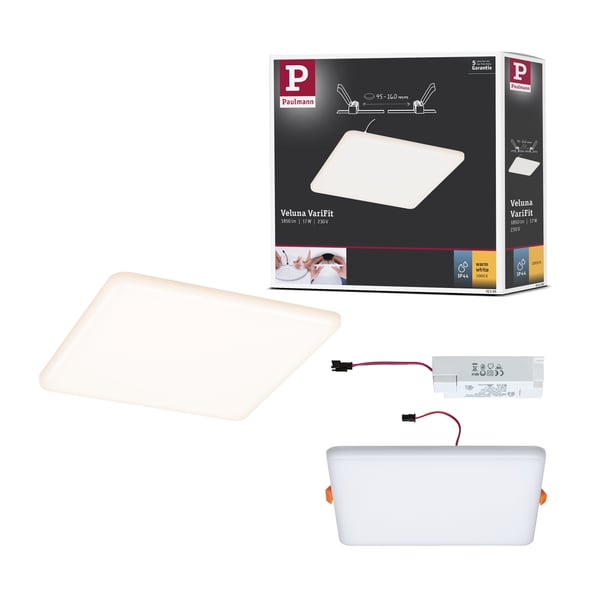 Paulmann VariFit Infälld LED panel Veluna Panel IP44 vinkelformad 185x185 mm 17W 1400lm 3000K Satin