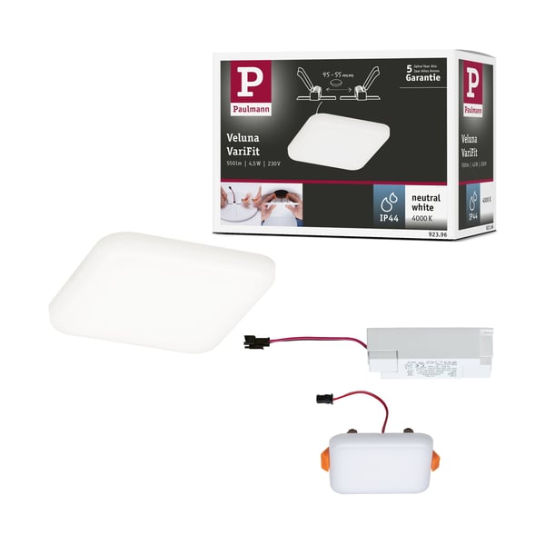 Paulmann VariFit Infälld LED panel Veluna Panel IP44 vinkelformad 75x75 mm 4,5W 400lm 4000K Satin