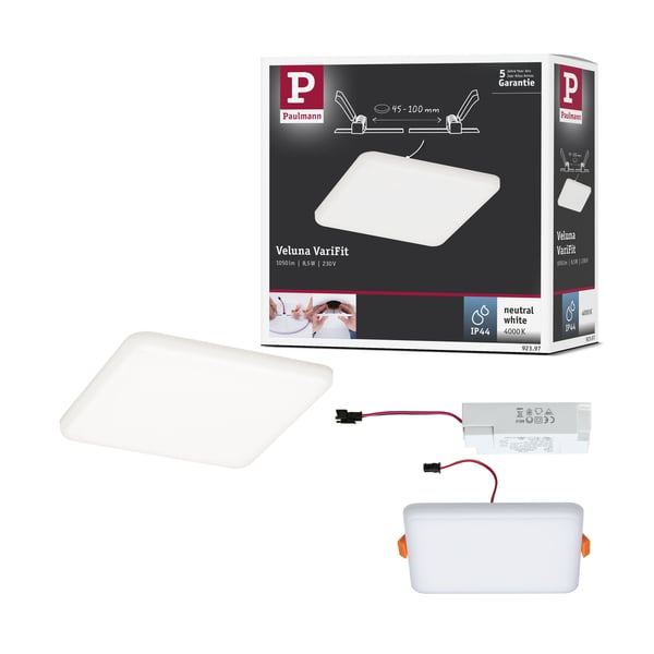 Paulmann VariFit Infälld LED panel Veluna Panel IP44 vinkelformad 125x125 mm 8,5W 750lm 4000K Satin