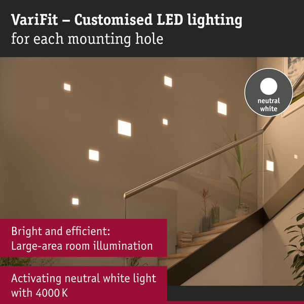 Paulmann VariFit Infälld LED panel Veluna Panel IP44 vinkelformad 185x185 mm 17,5W 1500lm 4000K Satin