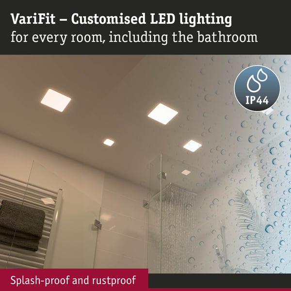 Paulmann VariFit Infälld LED panel Veluna Panel IP44 vinkelformad 185x185 mm 17,5W 1500lm 4000K Satin