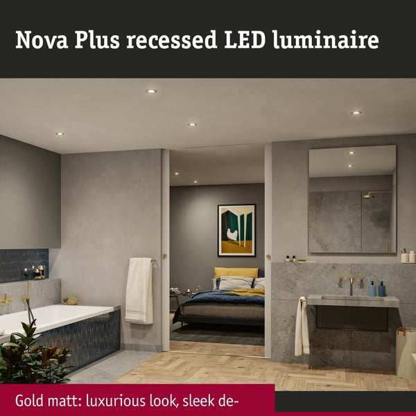Paulmann Infälld armatur Nova Plus IP65 rund 93 mm 30° GU5,3 / GU10 max. 35W 230/12V dimbar Guld matt