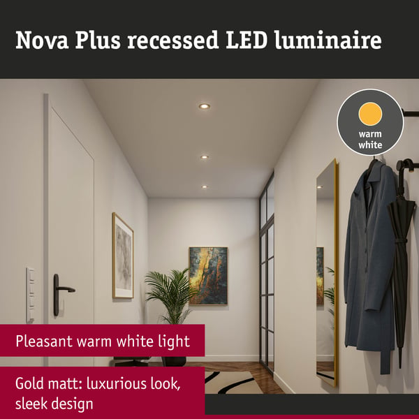 Paulmann Infälld LED lampa Nova Plus IP65 rund 93 mm 30° GU10 3x6W 3x460lm 230V dimbar 2700K Guld matt