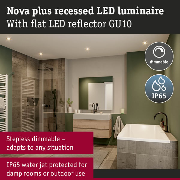 Paulmann Infälld LED lampa Nova Plus GU10 Flat IP65 93 mm 3x4,9W 3x550lm 230V dimbar 2700K Guld matt