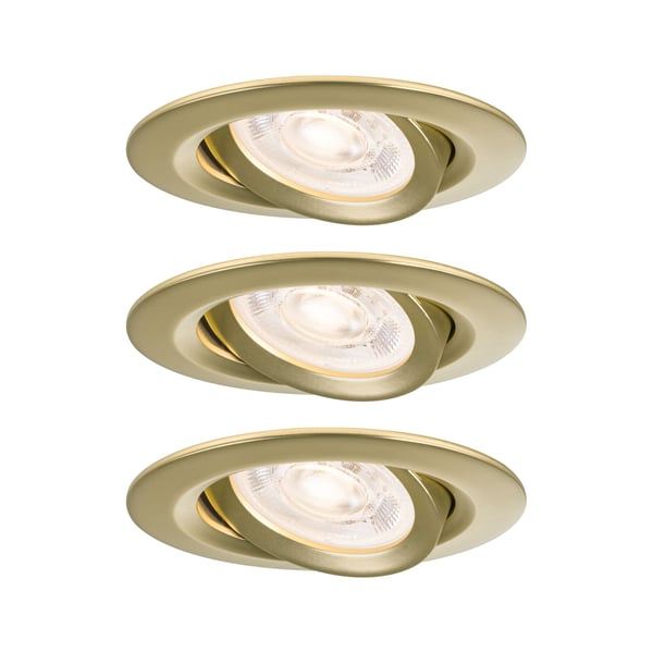 Paulmann Infälld LED lampa Nova Plus GU10 Flat IP65 93 mm 3x4,9W 3x550lm 230V dimbar 2700K Guld matt