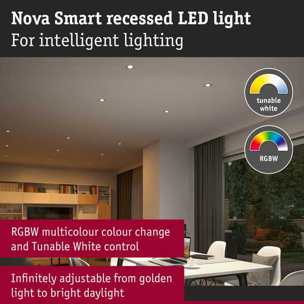 Paulmann Infälld LED lampa Nova Coin rund 84 mm 50° RGBW+ 3x6W 3x500lm 230V Guld matt Aluminium