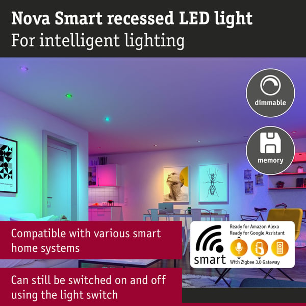 Paulmann Infälld LED lampa Nova Coin rund 84 mm 50° RGBW+ 3x6W 3x500lm 230V Guld matt Aluminium