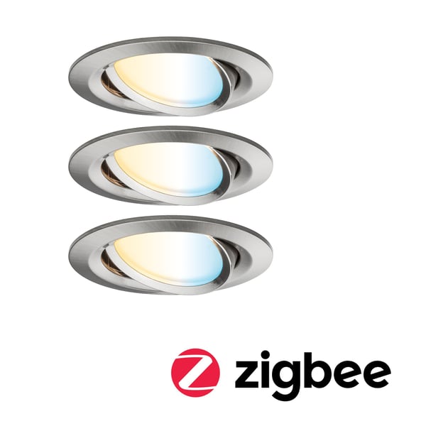 Paulmann Infälld LED lampa Nova Coin rund 84 mm 50° Tunable White 3x6W 3x530lm 230V Järn borstat Aluminium