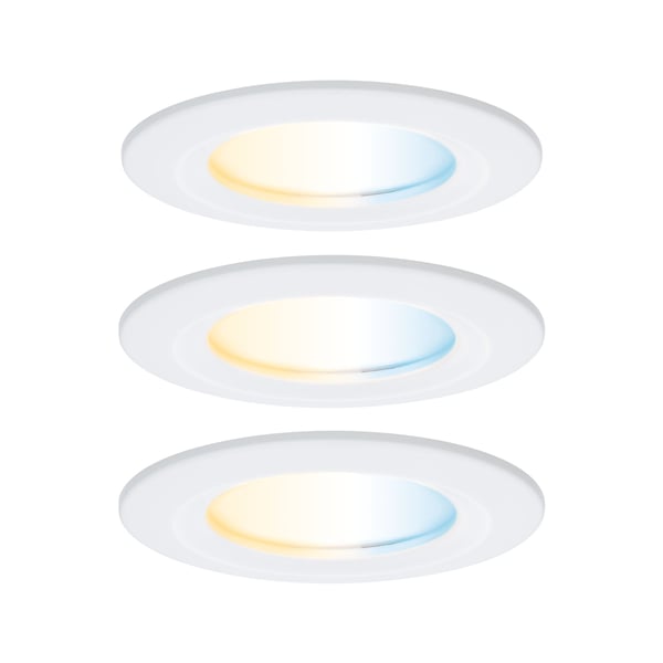 Paulmann Infälld LED lampa Nova Coin IP44 rund 78 mm Tunable White 3x6W 3x530lm 230V Vit matt Aluminium