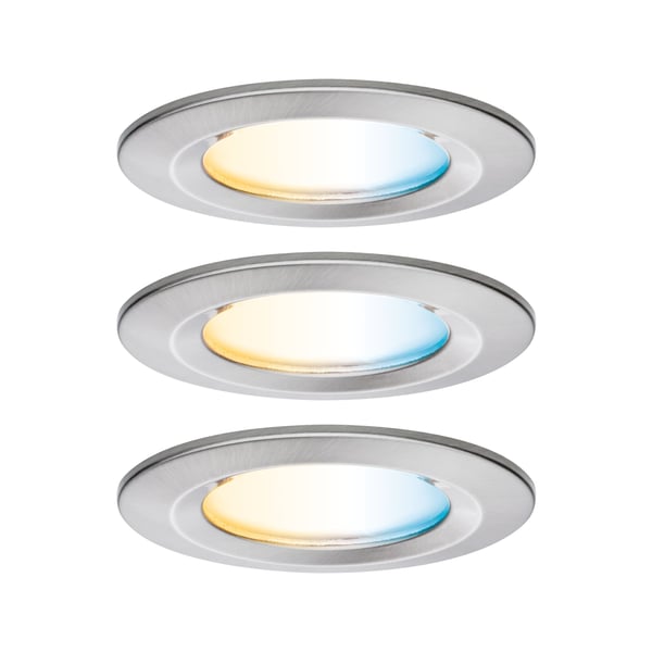 Paulmann Infälld LED lampa Nova Coin IP44 rund 78 mm Tunable White 3x6W 3x530lm 230V Järn borstat Aluminium