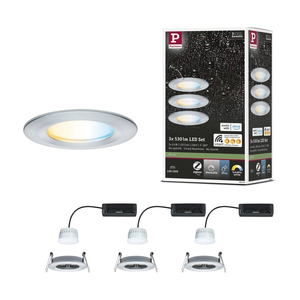 Infälld LED lampa Nova Coin IP44 rund 78 mm Tunable White 3x6W 3x530lm 230V Aluminium vriden Aluminium