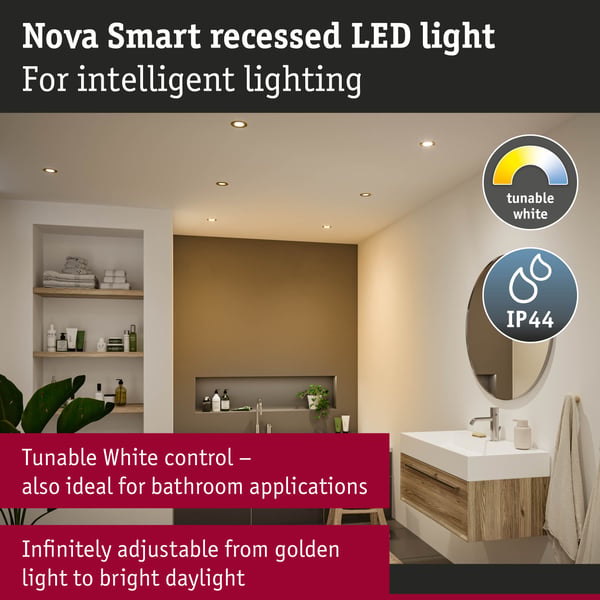 Paulmann Infälld LED lampa Nova Coin IP44 rund 78 mm Tunable White 3x6W 3x530lm 230V Guld matt Aluminium