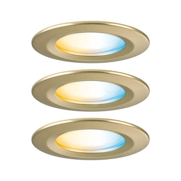 Paulmann Infälld LED lampa Nova Coin IP44 rund 78 mm Tunable White 3x6W 3x530lm 230V Guld matt Aluminium