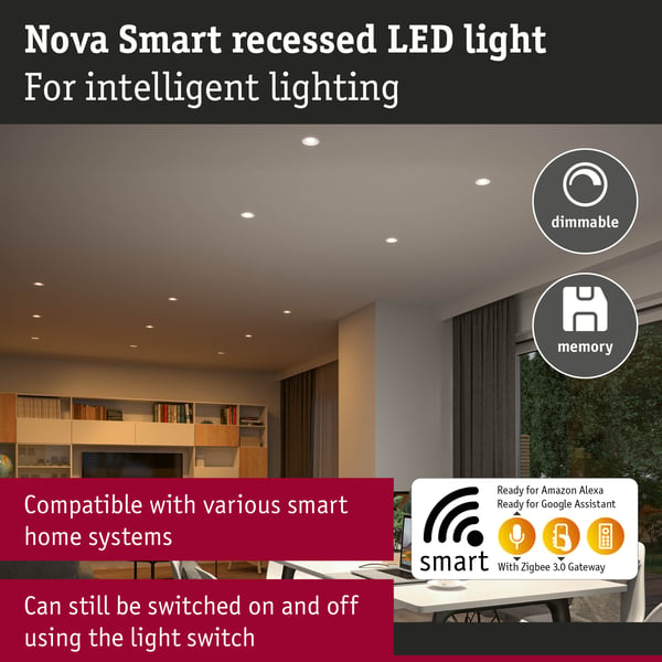 Paulmann Infälld LED lampa Nova Coin IP44 rund 78 mm Tunable White 3x6W 3x530lm 230V Svart matt Aluminium