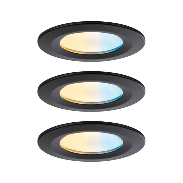 Paulmann Infälld LED lampa Nova Coin IP44 rund 78 mm Tunable White 3x6W 3x530lm 230V Svart matt Aluminium