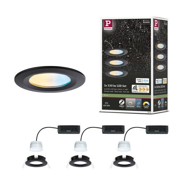 Paulmann Infälld LED lampa Nova Coin IP44 rund 78 mm Tunable White 3x6W 3x530lm 230V Svart matt Aluminium Paulmann Infälld LED lampa Nova Coin IP44 rund 78 mm Tunable White 3x6W 3x530lm 230V Svart matt Aluminium