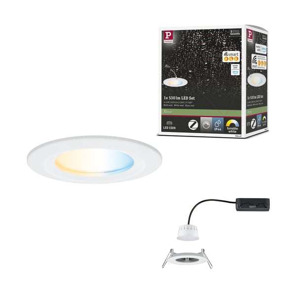 Paulmann Infälld LED lampa Nova Coin IP44 rund 78 mm Tunable White 6W 530lm 230V Vit matt Aluminium Paulmann Infälld LED lampa Nova Coin IP44 rund 78 mm Tunable White 6W 530lm 230V Vit matt Aluminium