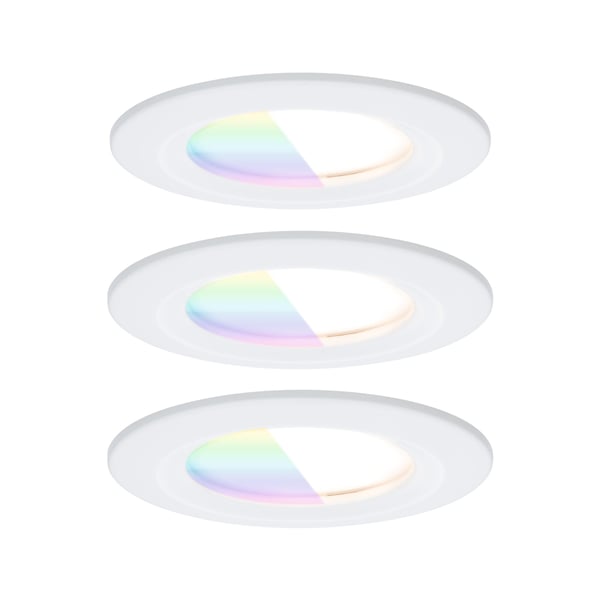 Paulmann Infälld LED lampa Nova Coin IP44 rund 78 mm RGBW+ 3x6W 3x500lm 230V Vit matt Aluminium