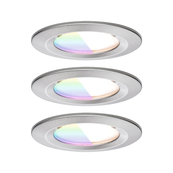 Paulmann Infälld LED lampa Nova Coin IP44 rund 78 mm RGBW+ 3x6W 3x500lm 230V Järn borstat Aluminium