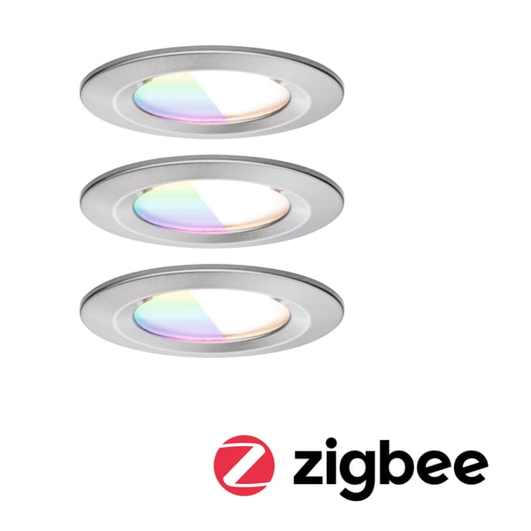 Paulmann Infälld LED lampa Nova Coin IP44 rund 78 mm RGBW+ 3x6W 3x500lm 230V Järn borstat Aluminium