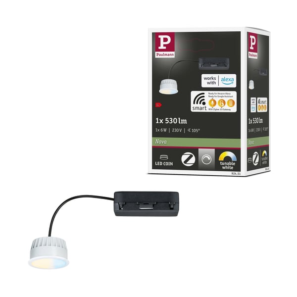 Paulmann LED modul infälld belysning TuneWhite Coin 50 mm Coin 6W 530lm 230V dimbar 2200 - 6500K Satin