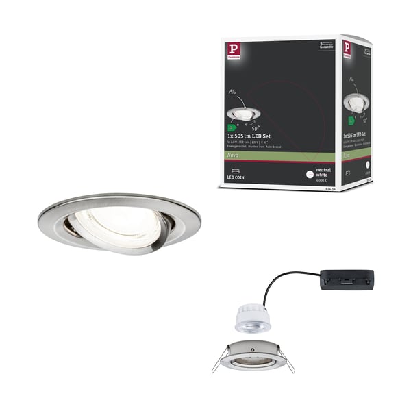 Paulmann Infälld LED lampa Nova Coin rund 84 mm 50° 2,8W 505lm 230V 4000K Järn borstat